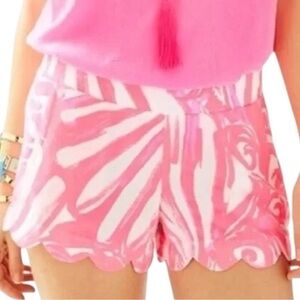 Lilly Pulitzer Women’s Size M Pink Sun Ray Shimmy Dahlia Scalloped Beach Shorts